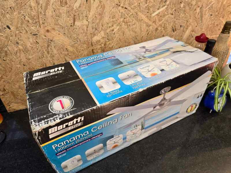 Moretti Panama Ceiling Fan 130cm 52 Inch Silver 4 Blade Fan New In Bo63021731238147111