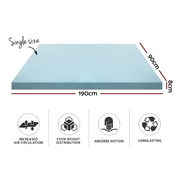 Memory Foam Mattress Topper Cool Gel 8cm Single62863376961025113