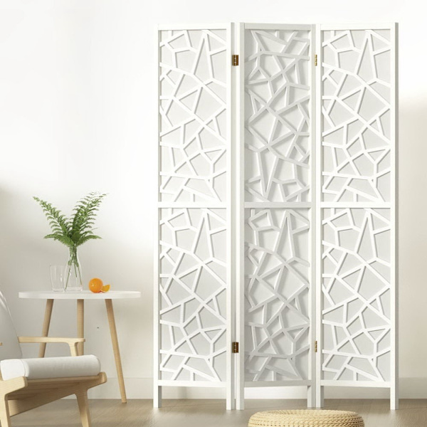 3 Panel Room Divider Screen 122x170cm Clover White62863838375425113