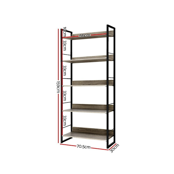 Bookshelf 5 Tiers - NOE Black and Oak62863376859649112