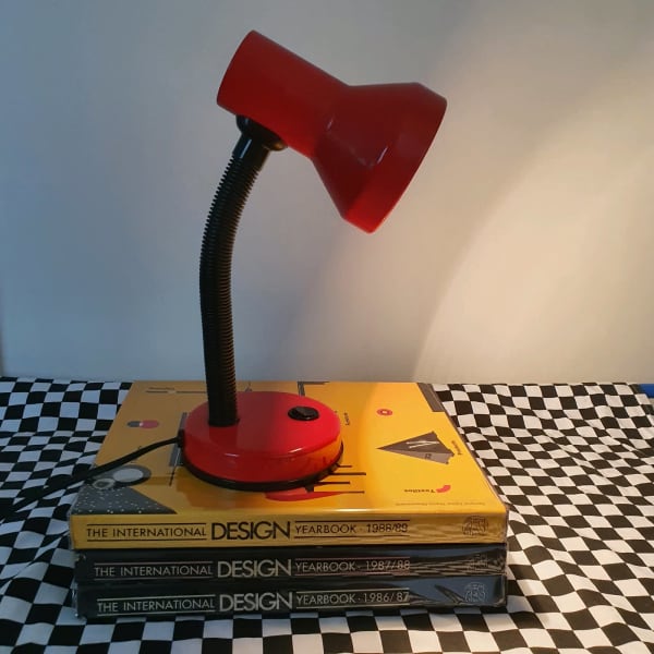 red gooseneck lamp