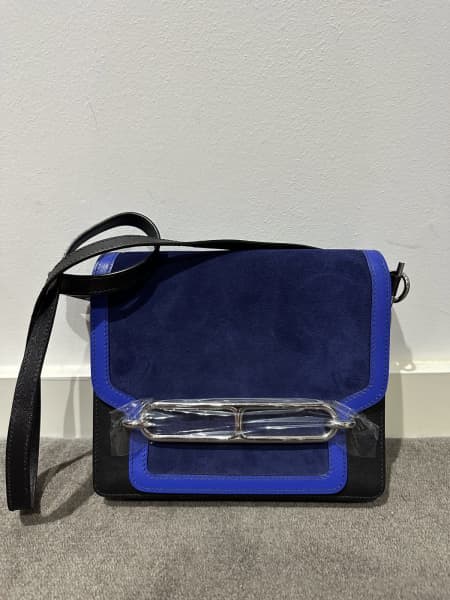 Hermes Mini Roulis, Stamp Z, Blue France Color, Evercolor Leather, Silver  Hardware, with Dust Cover & Box