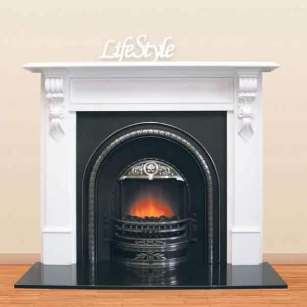 Fireplace Suite: Electric Fire, Cast Iron Fascia & Granite Hearth63442740578946117