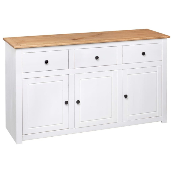 Sideboard White 135x40x80 cm Solid Pinewood Panama Range62863408227458112
