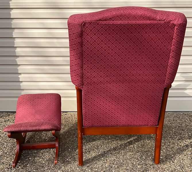 Chair & Foot Stool - Vintage Wingback with Rosewood Veneer62929669512321112