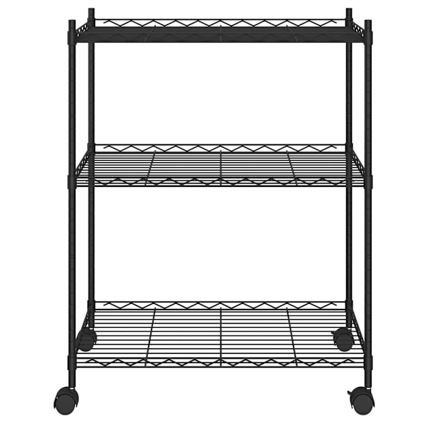 3-Tier Storage Rack with Wheels 60x35x81 cm Black 150 kg62863839016579113