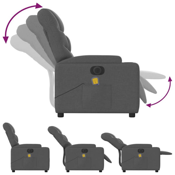 Electric Massage Recliner Chair Dark Grey Fabric62865821021570113