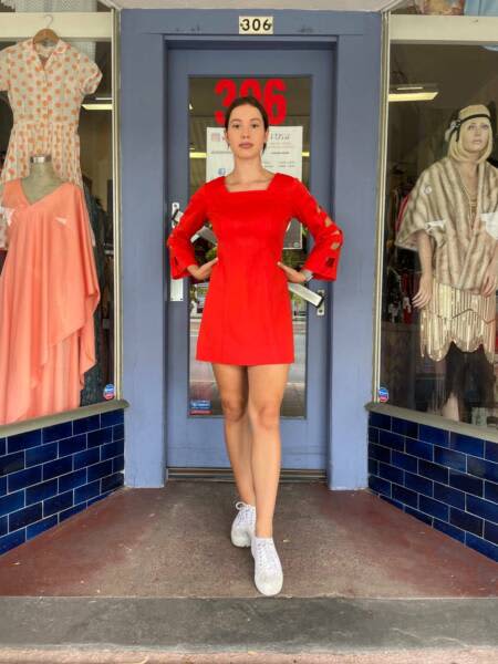 VINTAGE 70s GROOVY RED LONG-SLEEVE MINI DRESS WITH CUT OUT DETAILS | Dresses   Skirts | Gumtree Australia Unley Area - Clarence Park | 1290587608