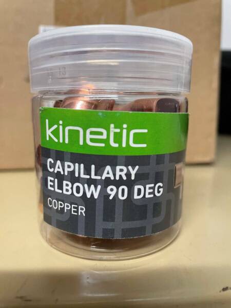 A bottle of Kinetic 15mm Copper Capillary Elbow 90 Deg630086028590091118