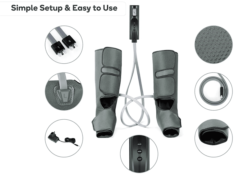 Leg & Foot Pressure Massager Machine Heated Electric Air Compression 63019079575811119