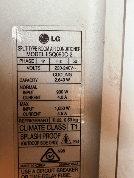 LG SPLIT AIR CONDITIONER PARTS TO SUIT INDOOR UNIT- MOD-LSQ090C-2.63442571377794112