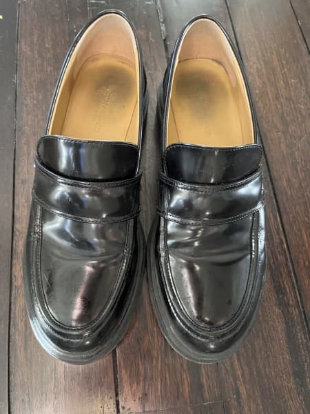 4003-Black Cow Leather Formal Loafer Style in Rubber sole