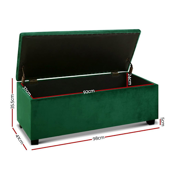 Storage Ottoman Blanket Box 98cm Velvet Green62863383641857112
