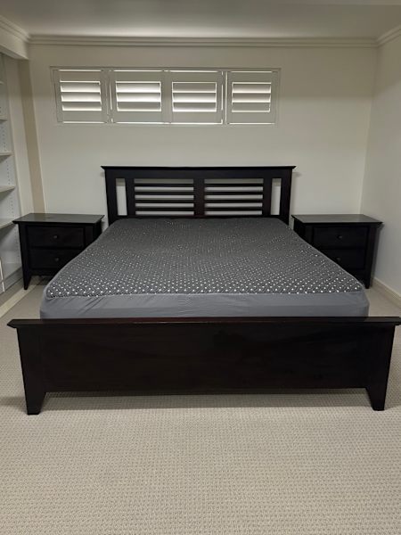Queen Bed Frame & 2 Matching Bedside Tables - Solid Timber62863409403393111