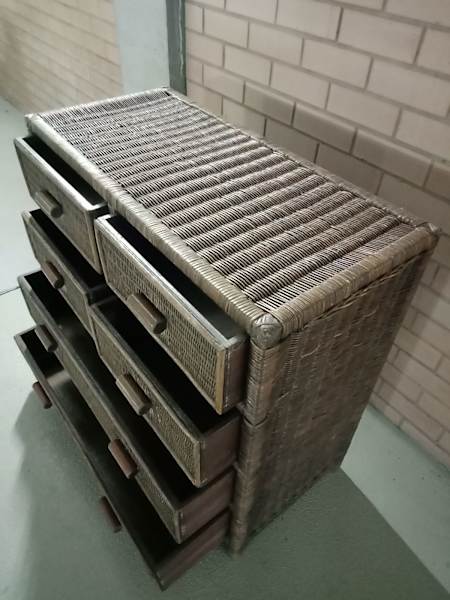 1950-1970s Mid century modern wicker and bamboo chest of drawers62863408169858114