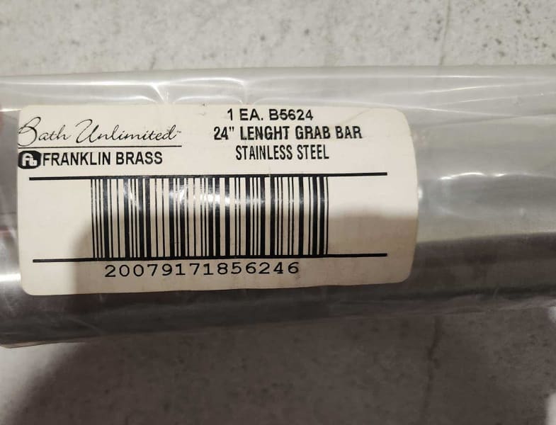 NEW 24 inch BRUSHED STAINLESS BATH GRAB BAR 1-1/2 inch63007741244546111