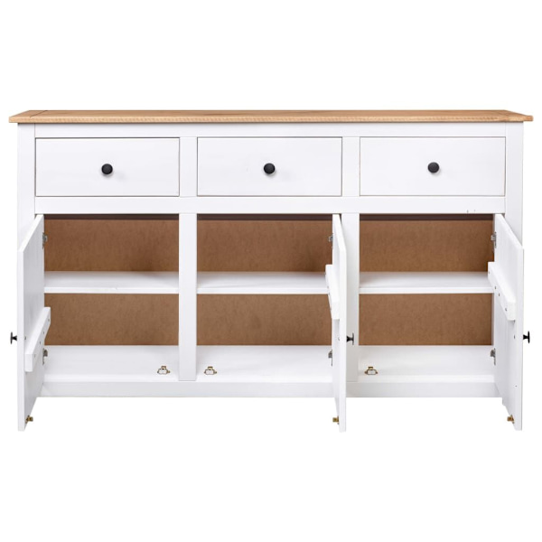 Sideboard White 135x40x80 cm Solid Pinewood Panama Range62863408227458114