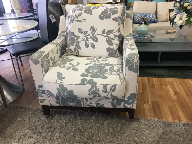 grey floral chair