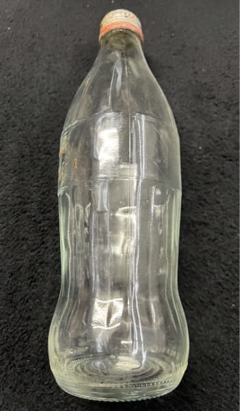 Vintage Coke Bottle, large 26 oz, tall green glass bottle; white script  Coca-Cola. No chips, no cracks. Classic Vintage soda pop Coke bottle