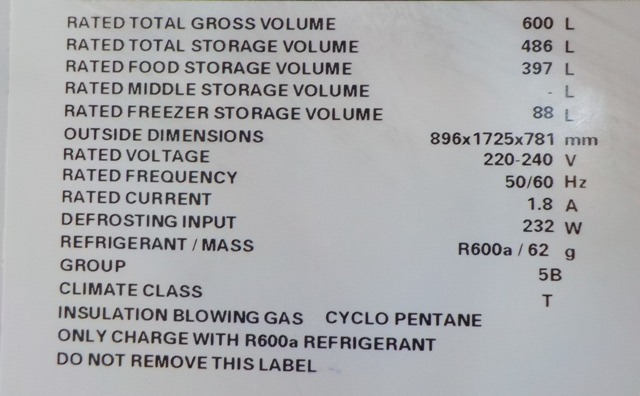 Item 2690 Westinghouse S/S 600L Fridge/Freezer63016909519490113