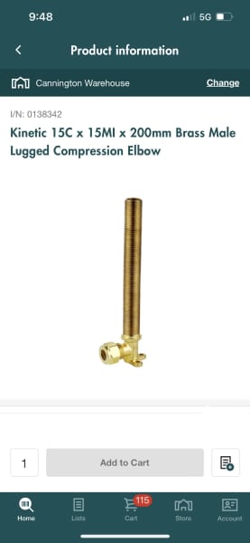✳️ Brass compression elbow lugged M BRAND NEW ✳️63437995000706113