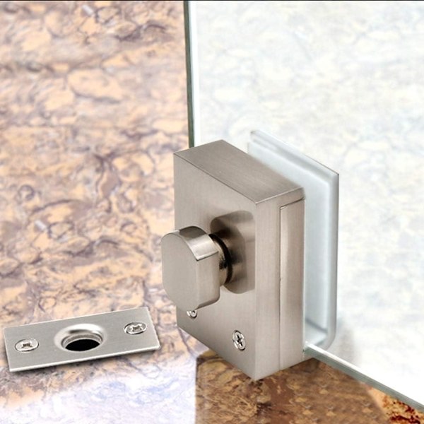 Adjustable Glass Door Floor Lock Set  Zinc Alloy  Fits 8-12mm Glass630044936128021110