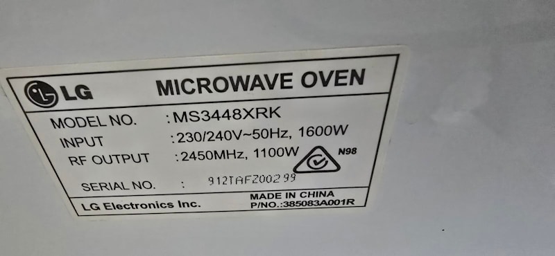 LG microwave oven 63017323669633112
