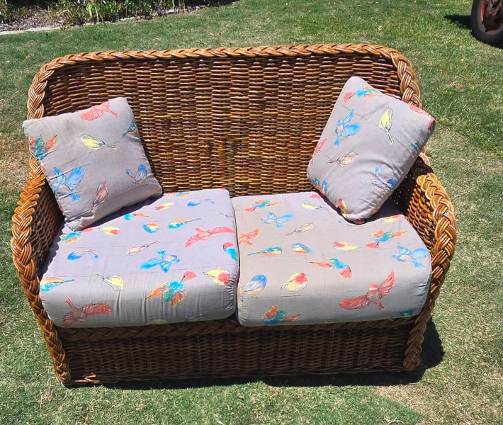 Vintage Rattan Cane 2 Seater Lounge62866849461763113