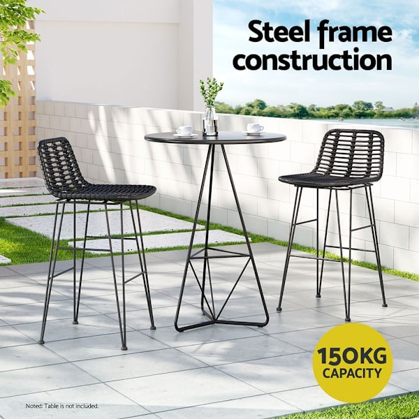 2x Outdoor Bar Stools Rattan Black62863839219841114