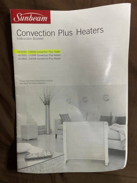 SUNBEAM CONVECTION PLUS HEATER 1000W FLOOR OR WALL63018175062147112