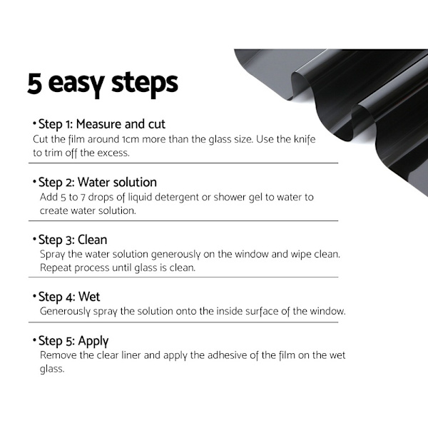 Window Tint Film Black Roll 5% VLT Home House 76cm X 7m Tinting Tools62863378904321113