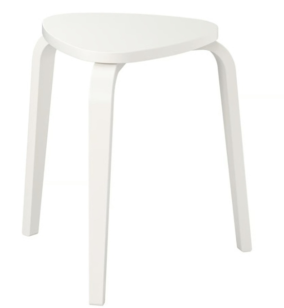 IKEA KYRRE WHITE STOOL 3 LEGGED BENT LEGS TRIANGULAR SHAPED SEAT62864724360578111
