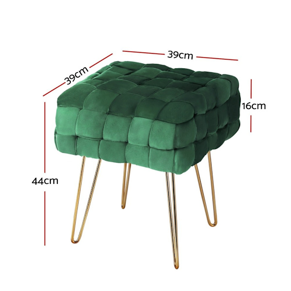 Ottoman Foot Stool Vanity Woven Velvet Green62866849509506112