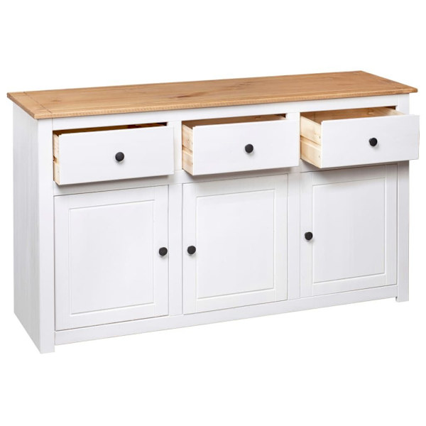Sideboard White 135x40x80 cm Solid Pinewood Panama Range62863408227458111