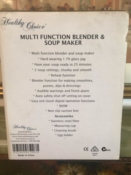 <> HEALTHY CHOICE <> Blender & soup maker <> NEW63020445073409111