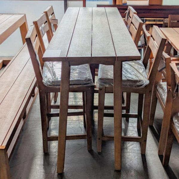 NEW CHELSEA TIMBER 7 PCS DINING/BAR TABLE WITH SEAT CUSIONS-$2399628634121437471129