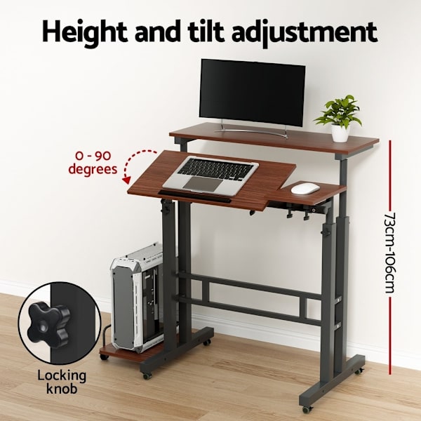 Laptop Desk Table Adjustable Dark Wood 80CM62863839225731114