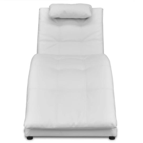 Chaise Longue with Pillow White Faux Leather62863408720515114