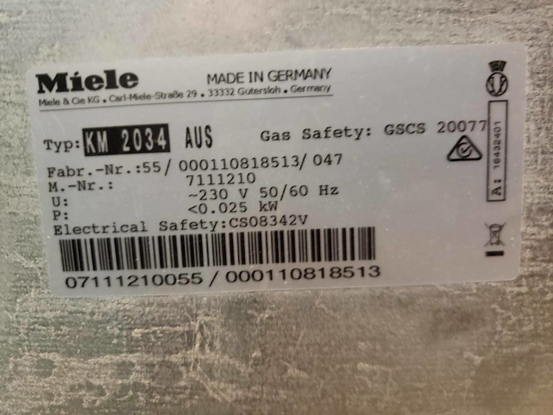 Miele bench top gas cooker63016483443459114
