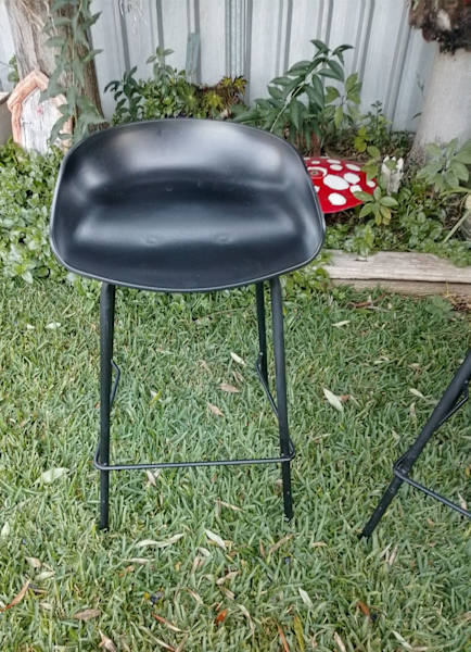 Two Black Metal and Plastic Stools 62863407900931113