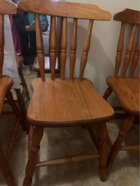4 quality 1970’s solid Pine dining chairs - no screws or nails 62866849322115112