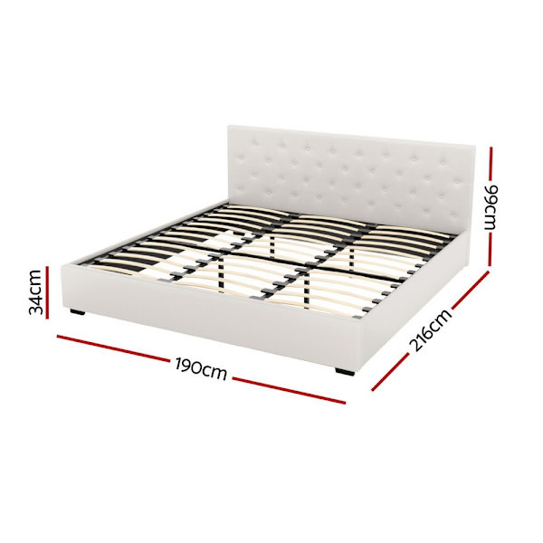Bed Frame King Size Gas Lift Beige VILA62863374400003112
