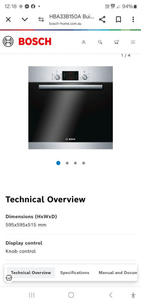 Bosch 60cm Wall Electric Oven HBA33B150A/46630221789122581125