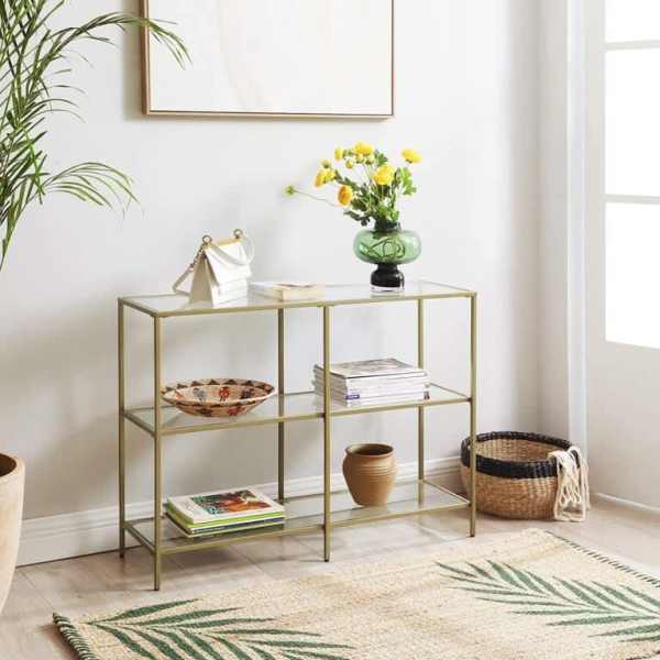3-Tier Tempered Glass Sofa Table Modern Storage Shelf62864722963714113