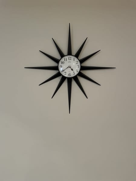 Midcentury Teak and Brass Westclox Starburst Clock – Cook Street