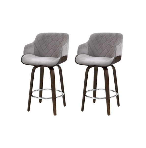 2x Bar Stools Swivel Velvet Padded Wooden62865820993025113