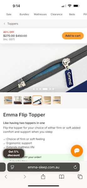 Emma king size mattress topper- near new62863406477825111