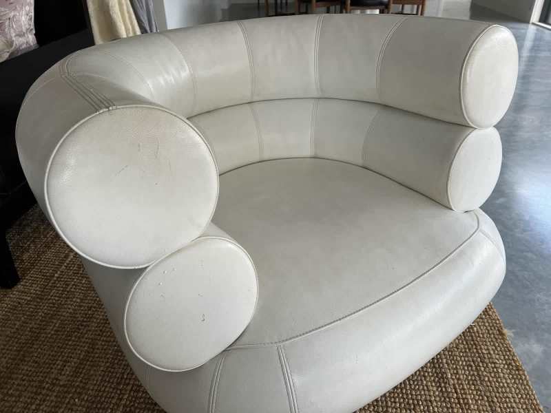 Pair of white leather Bibendum Armchairs by Classicon Eileen Gray 62863407092609113