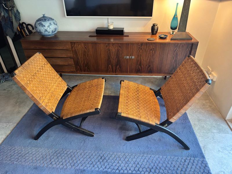 Mid century Japanese folding cane armchairs 62863380201473114