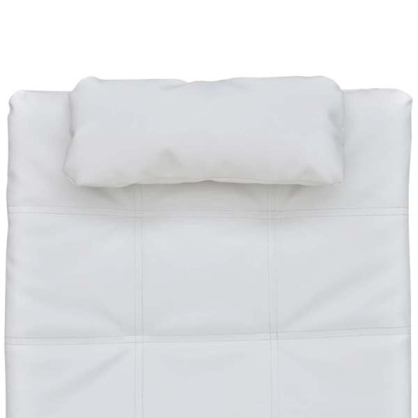Chaise Longue with Pillow White Faux Leather62863408720515112
